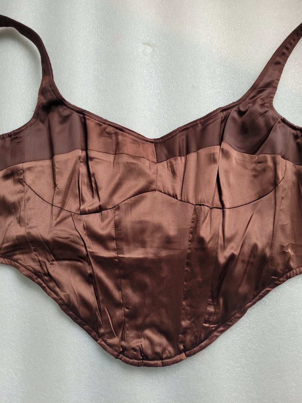 Revolve Bardot Satin Corset Top Ren Fair Brown 10 / XL - Picture 7 of 13